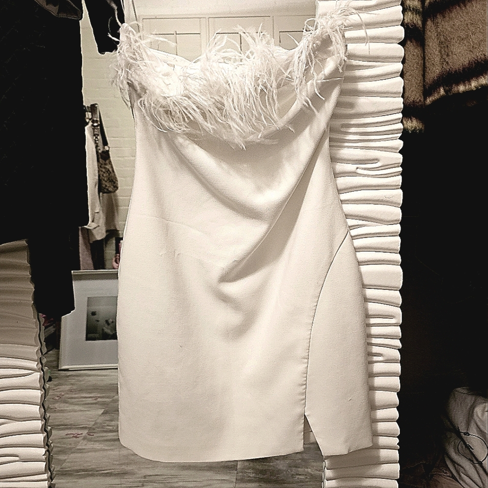 LIKELY Feather Mini Tube Dress